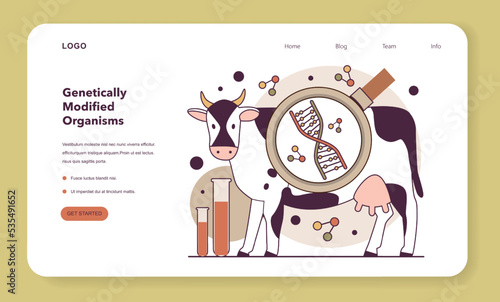 Genetic modificated organism or GMO web banner or landing page