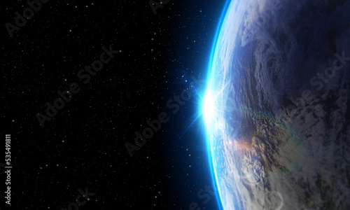 Earth planet in deep space. Outer dark space wallpaper