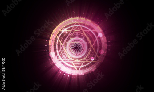 Magic circle light effect. Summoning magic. Light circle effect. Light effect.