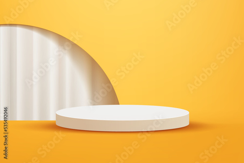 3d abstract scene background soft yellow podium product presentation mock up show