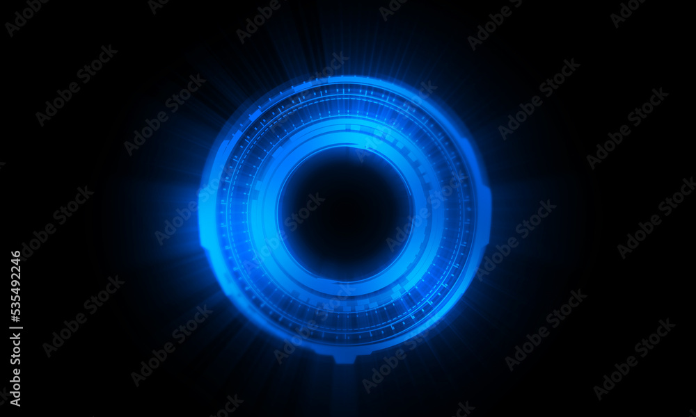 Abstract futuristic background of circle round glowing technology sci fi frame. hud ui Abstract futuristic background of circle round glowing technology sci fi frame. hud ui