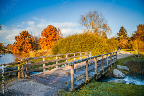 Autumn landscape with a bridge