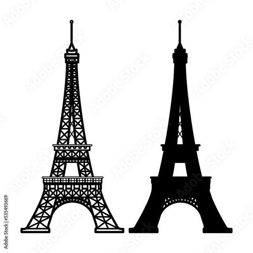 Eiffel tower, silhouette, shape, vector illustration