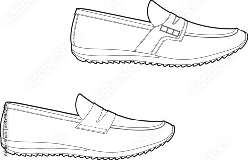 Classic moccasin loafers shoes on a white background