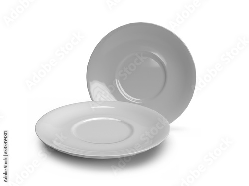 Saucer Plate Dish 3D Illustration Mockup Scene