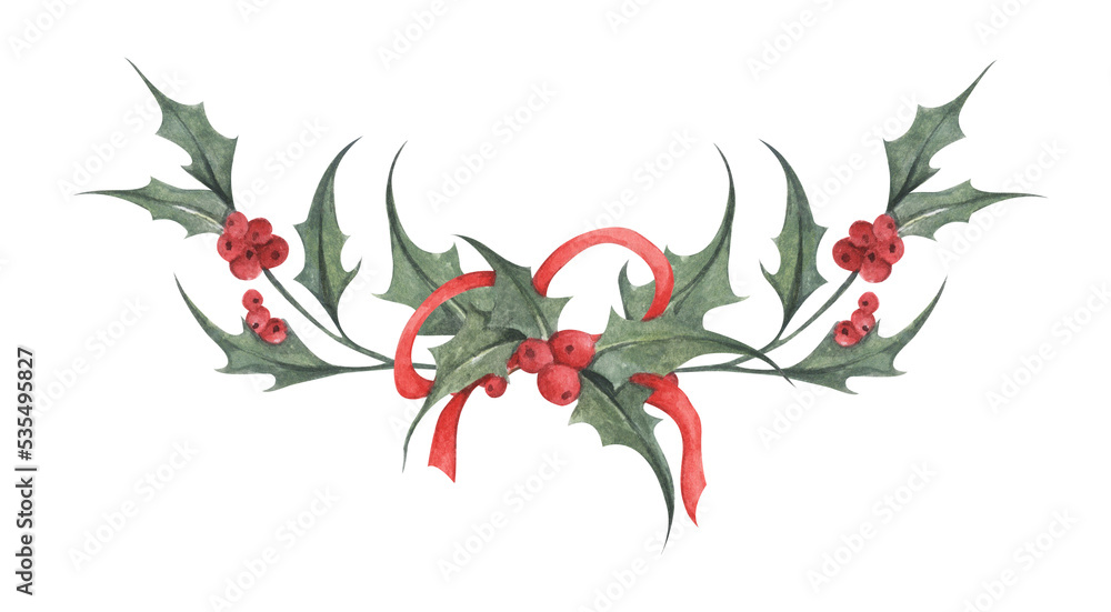 Christmas Decor And Symbols Christmas Holly With Red Berries PNG