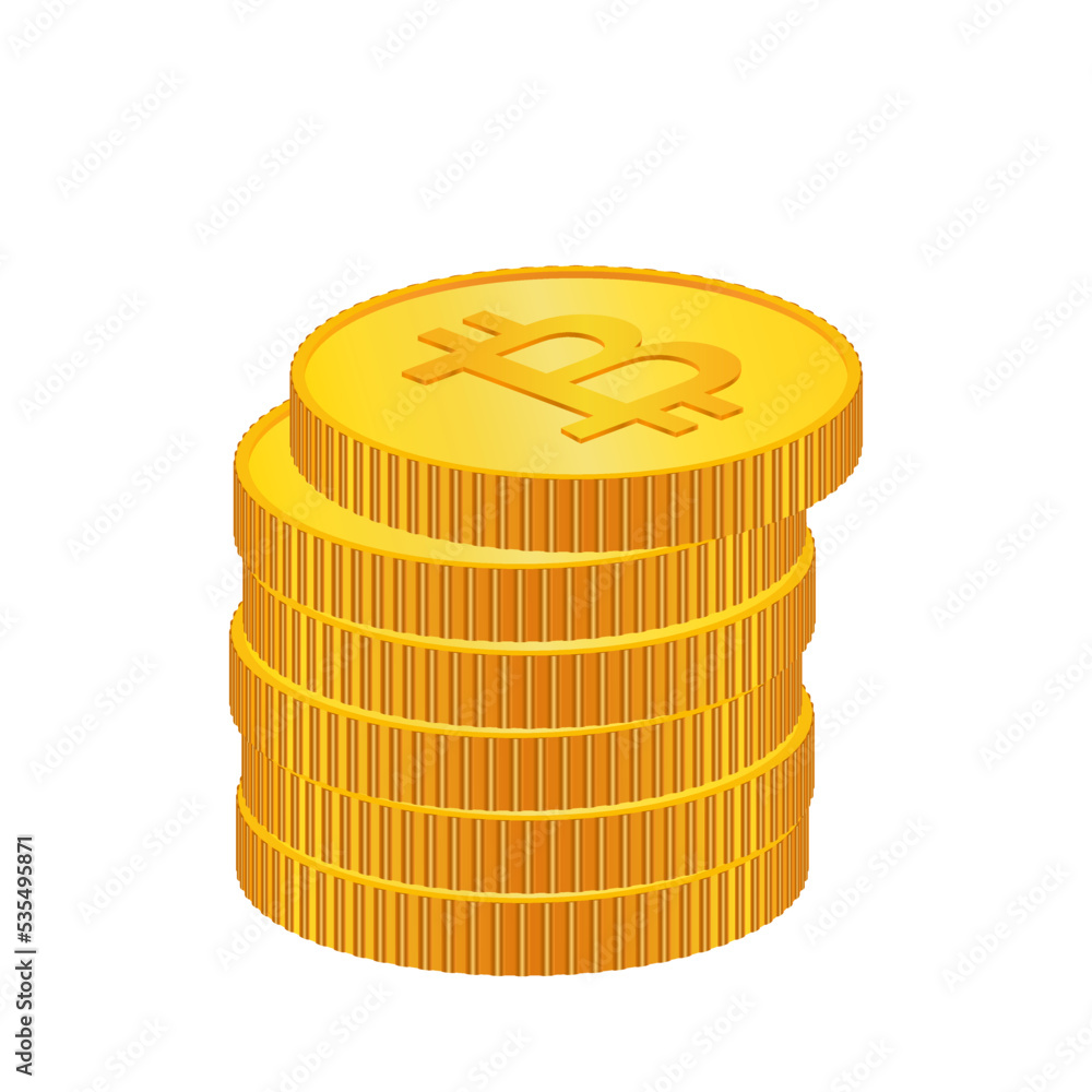 Bitcoin. 3D isometric physical coin.