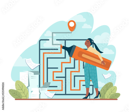 Strategy concept. Plan development towards success or victory.
