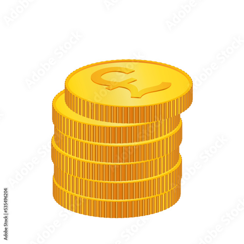 Pound Sterling. 3D isometric Physical coin.