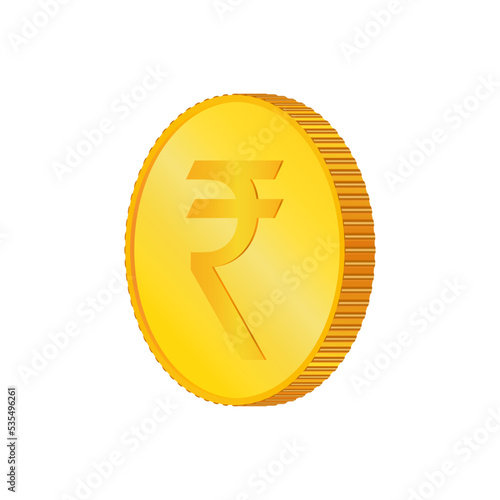 Rupee. 3D isometric Physical coin.