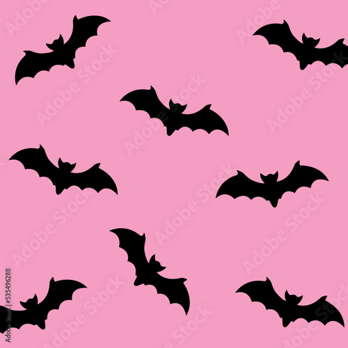 Tablou canvas halloween pattern with bats on a pink background