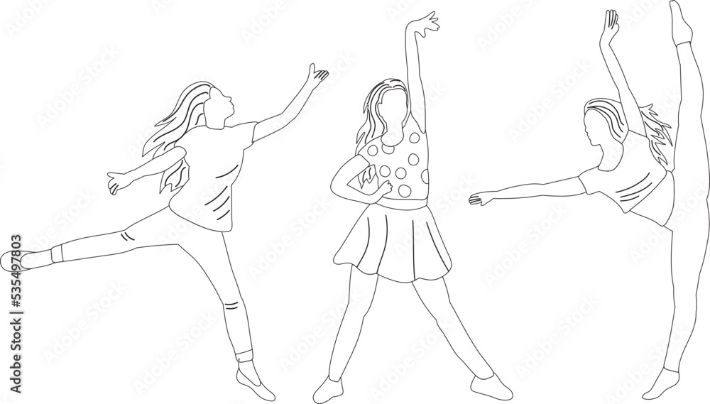 dancing women sketch ,outline icon isolated vector