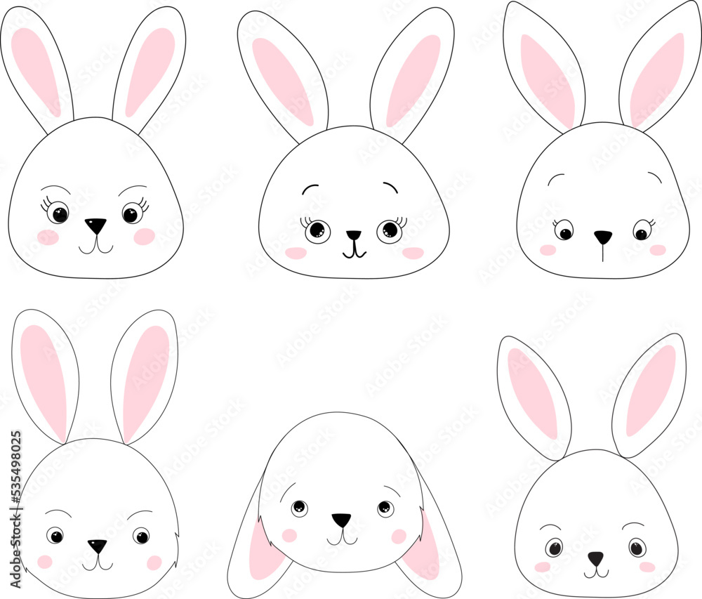 rabbit, hare cartoon portrait sketch ,outline icon rabbit, hare cartoon portrait sketch ,outline icon