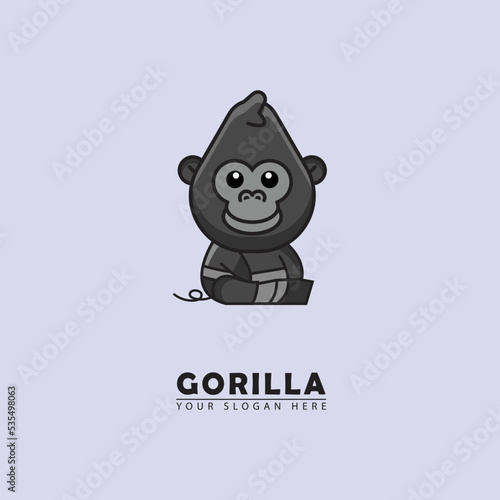 abstract vector cute little gorilla logo icon.