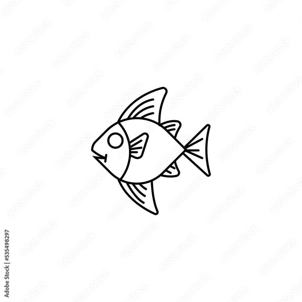 Fototapeta premium children's education line fish vector illustration