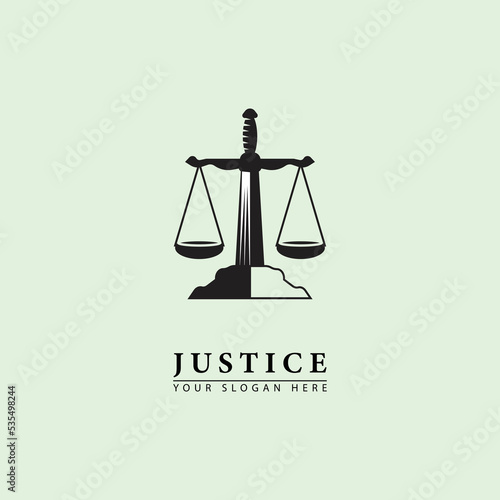abstract vector sword of justice logo icon.