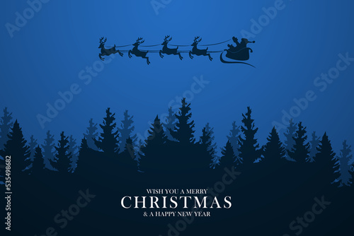 Merry Christmas with Santa Claus sleigh