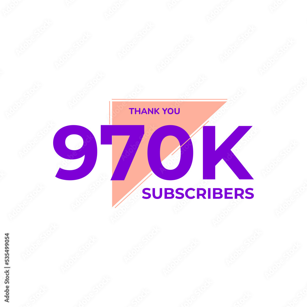 THANK YOU 970K FOLLOWERS CELEBRATION ICON TEMPLATE DESIGN  VECTOR GOOD FOR SOCIAL MEDIA, CARD , POSTER