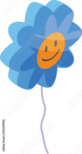 Blue flower balloon icon isometric vector. Seller man. Street shop