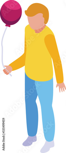 Kid with balloon icon isometric vector. Nature selling. Fair carnival