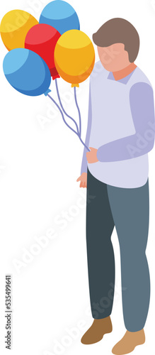Balloon seller icon isometric vector. Man shop. Park street