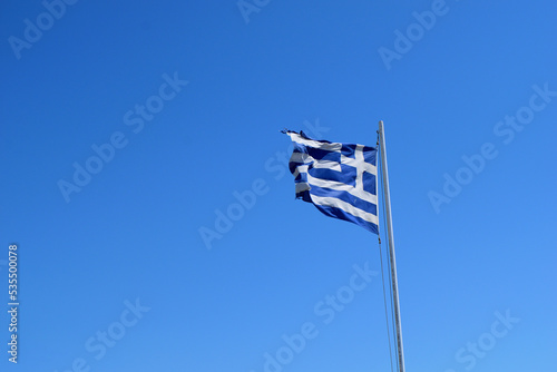 greek flag waving in the wind