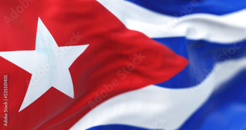 Photography Close-up view of the Cuba national flag waving in the wind
