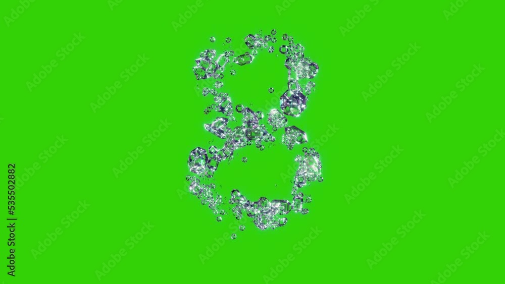 clear diamonds number 8 - gem stones alphabet on chroma key screen, isolated - loop video clear diamonds number 8 - gem stones alphabet on chroma key screen, isolated - loop video
