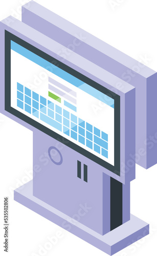 Cash screen register icon isometric vector. Money receipt. Retail payment