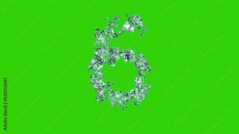 clear brilliants number 6 - gem stones font on green screen, isolated - loop video clear brilliants number 6 - gem stones font on green screen, isolated - loop video