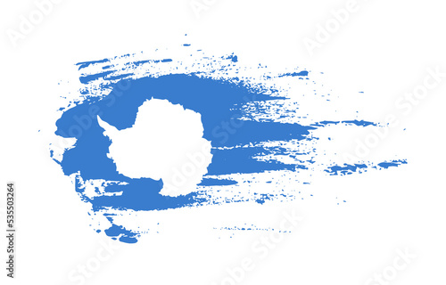Grunge brush stroke flag of Antarctica with painted brush splatter effect on solid background