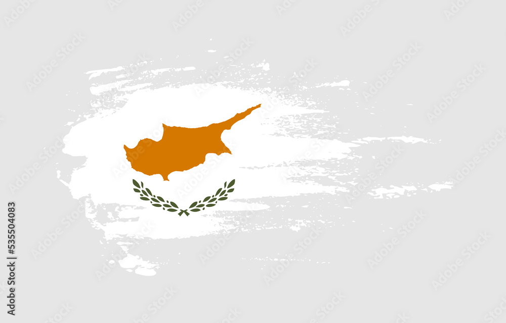 Grunge brush stroke flag of Cyprus with painted brush splatter effect on solid background