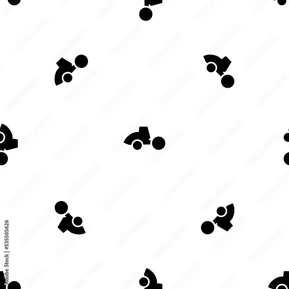Seamless pattern of repeated black road roller symbols. Elements are evenly spaced and some are rotated. Vector illustration on white background Seamless pattern of repeated black road roller symbols. Elements are evenly spaced and some are rotated. Vector illustration on white background