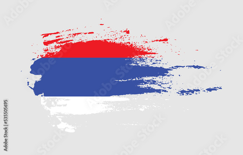 Grunge brush stroke flag of Republika Srpska with painted brush splatter effect on solid background