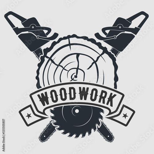 Woodwork Carpentry logo design template. Vector illustration	