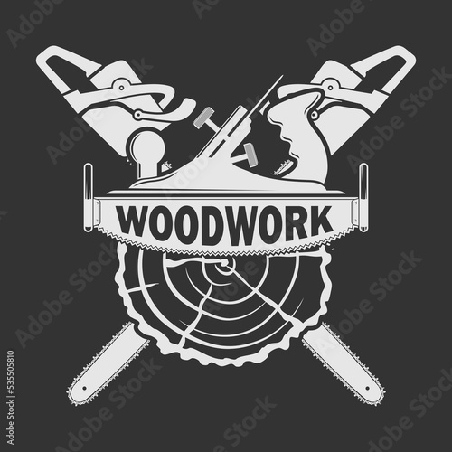 Woodwork Carpentry logo design template. Vector illustration	