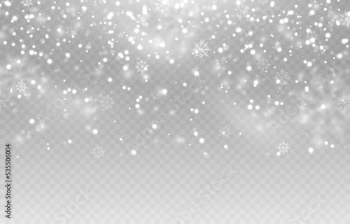 Vector snow. Snow png. Snow on an isolated transparent background. Snowfall, blizzard, winter, snowflakes png. Christmas image.