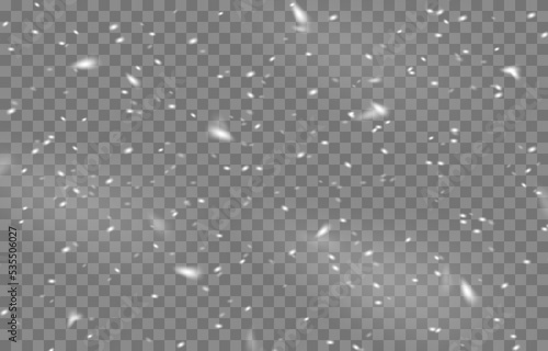 Vector snow. Snow png. Snow on an isolated transparent background. Snowfall, blizzard, winter, snowflakes png. Christmas image.