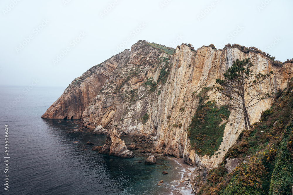 SIlencio Beach cliffs in Asturias in a landscape
