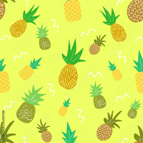 Vector image. Seamless pattern. Pineapples.