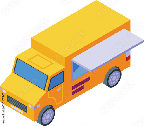 Cotton candy truck icon isometric vector. Food stand. Sugar seller