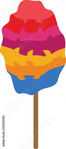 Colorful cotton candy stick icon isometric vector. Cart stand. Sugar seller