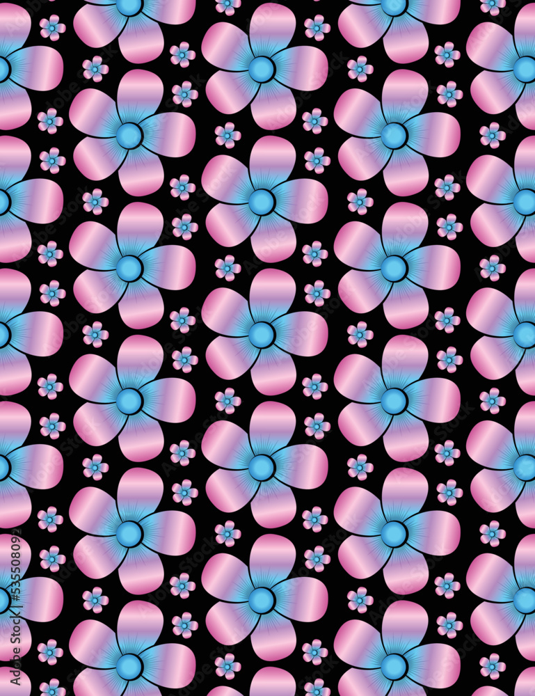 seamless azure pink flowers pattern background design vector solid black color seamless azure pink flowers pattern background design vector solid black color