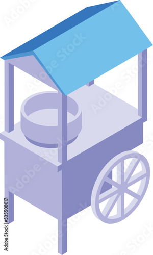Popcorn cart icon isometric vector. Cotton food. Machine store