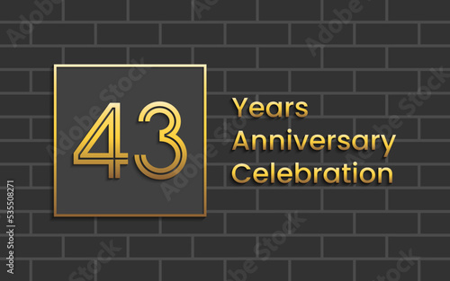 43th Anniversary Celebration, Perfect template design for anniversary celebration with gold color for booklet, leaflet, magazine, brochure poster, web, invitation or greeting card. Vector template photo