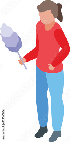 Girl with candy cotton icon isometric vector. Cart food. Shop cart