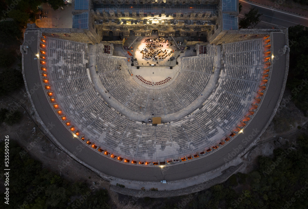 Fototapeta premium Aspendos Antique Theatre Drone Photo, Serik Antalya, Turkey
