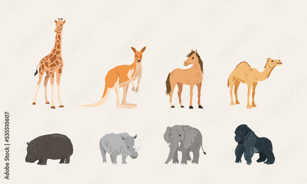 Mammals vector illustration in flat style Mammals vector illustration in flat style