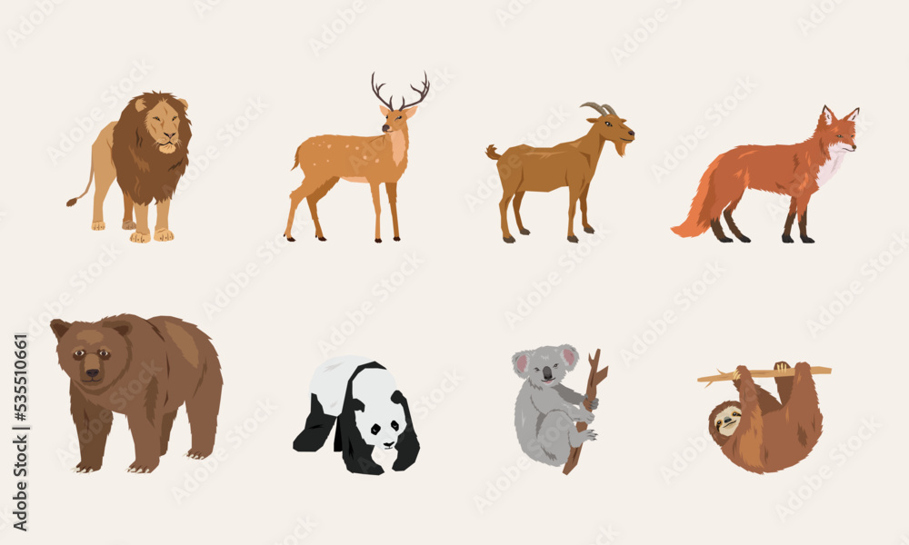 Mammals vector illustration in flat style Mammals vector illustration in flat style