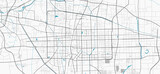 Shijiazhuang map. Detailed map of Shijiazhuang city administrative area. Cityscape panorama illustration. Road map with highways, streets, rivers.
